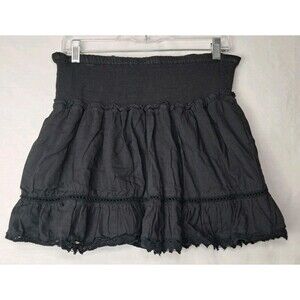 No Boundaries Womens Junior L 11-13 Black Mini Skirt A Line Ruffle Lined